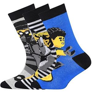 LEGO City Jungen Socken 3er Pack Polizei und Räuber LWHans 100 Lot de 3 Paires de Chaussettes, 921 Grey Melange, 28/30 Garçon