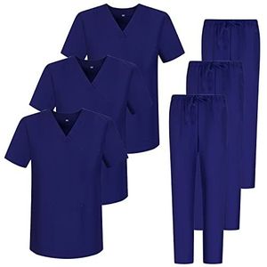 MISEMIYA - Set van 3 stuks - Uniseks sanitair uniform medisch gemengd sanitair uniform 3-817-8312, Paars 68