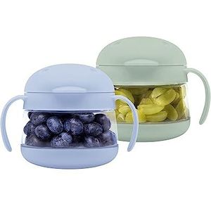 Ubbi Tweat No Spill Snack container voor kinderen, BPA-vrij, snackcontainer voor peuters, salie en blauw
