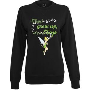 Disney Tinkerbell Dont Grow Up dames sweatshirt met ronde hals Peter Pan Fee, zwart.