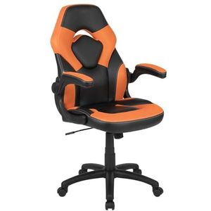 Flash Furniture Gamingstoel met hoge rugleuning, ergonomische bureaustoel met verstelbare armleuningen en netstof, ideaal als spelersstoel, voor thuis en op kantoor, oranje