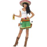 Smiffys 29132 Serveerster Tequila kostuum dames meerkleurig (groen/wit) S