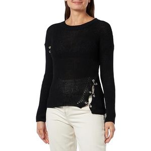 RAIDO Pull tricoté pour femme, Noir, XS-S