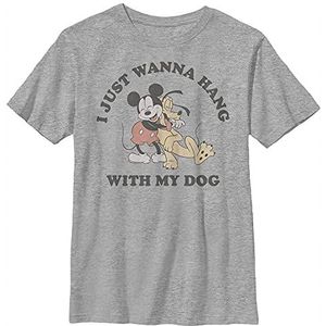 Disney T-shirt Mickey and Friends I Just Want To Hang With My Dog Boys Grey Heather Athletic XS, Athletic grijs gemêleerd