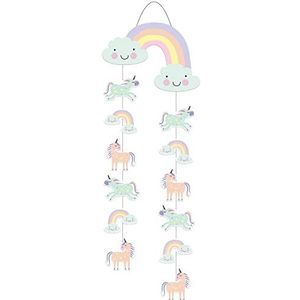 Folat 68297 Unicorns & Rainbow hangdecoratie 30 x 85 cm, meerkleurig