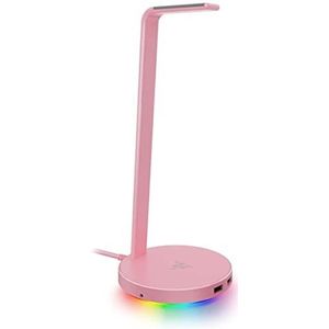 Razer Base Station V2 Chroma – houder voor hoofdtelefoon met USB-hub: Chroma RGB-verlichting – 2 USB 3.1 poorten – antislip basis – ontworpen voor gaming-headsets – roze kwarts