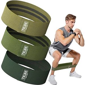 Tribe Lifting Fabric Resistance Bands voor Working Out - Booty Bands voor Vrouwen en Mannen - Oefenbands Weerstand Bands Set - Workout Bands Resistance Bands voor Legs and Butt