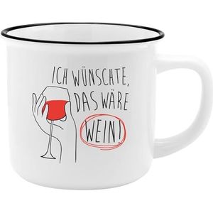 GRUSS & CO Mok met wijnmotief | New Bone China porselein, emaille look, 35 cl | grappig cadeau, ontbijt | 73911