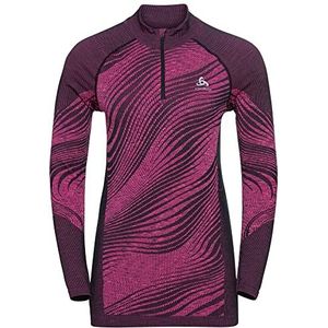 Odlo BL Top Turtle Neck L/S halve ritssluiting Blackcomb Eco shirt met lange mouwen dames, Festival Fuchsia - Space Dye, M, Festival Fuchsia - Space Dye