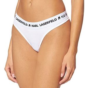 KARL LAGERFELD Thong Panties Logo voor dames, Wit.
