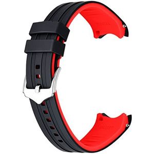 Kai Tian Horlogebandje van silicone, 18 mm, 20 mm, 22 mm, universele horlogeband met gebogen uiteinde, twee kleuren, zwart, wit, groen, blauw, oranje, rood, grijs, rubber, snelsluiting voor dames en heren, 22mm, Silicone, rubber