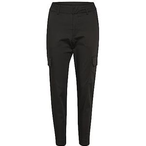 KAFFE Women's Trousers High Waisted Slim Fit Cargo Pockets Regular Waistband Pants Femme, Black Deep, 40