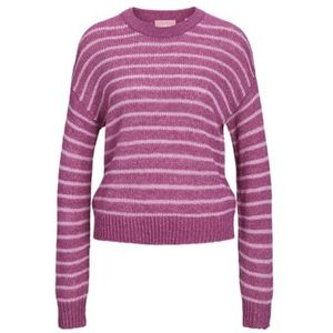 JJXX Pull à col rond Jxpenelope pour femme, rouge fuchsia/rayures : mauve Moonlite, L