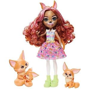 Enchantimals Woestijnvossenfamilie, vossenpop en zussen, met dieren en accessoires, speelgoed vanaf 4 jaar (Mattel HNT60)