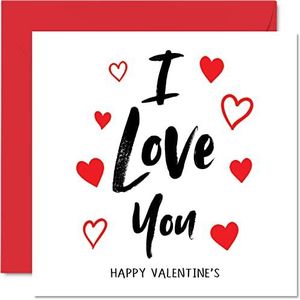 Valentijnsdag kaart voor jou: I Love You, romantische Valentijnsdag kaart voor mannen, vriendin, echtgenote, echtgenoot, partner, verloofde, 145 mm x 145 mm