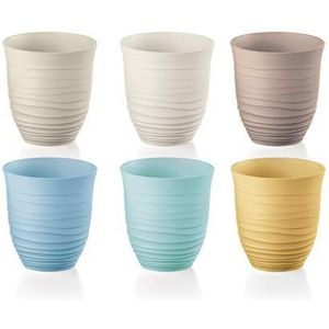 Guzzini - Tierra, set van 6 lage glazen, bekers van gerecycled kunststof – meerkleurig, Ø 9 x h 9,5 cm | 350 ml – 17950352