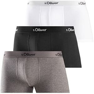 s.Oliver Set van 3 boxershorts voor heren, grijs, zwart en wit