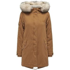 ONLY ONLMAY Fur Canvas Parka CC OTW jas, bruin leer, XL, dames, Bruin leer.