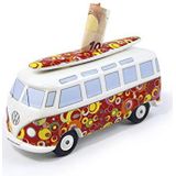 BRISA VW Collection - Spaarpot varken design combi T1 bus Samba met surfplank (Classic Bus/Rood)