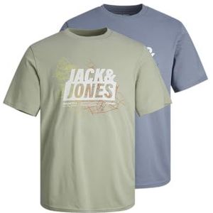 JACK & JONES Lot de 2 t-shirts pour homme, Desert Sage/pack : w. Flint Stone, XXL