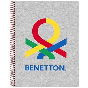 Safta BENETTON Pop Notitieboek, 120 vellen, hardcover, ideaal voor kinderen van verschillende leeftijden, comfortabel en veelzijdig, kwaliteit en duurzaamheid, grijs, grijs, Estándar, 21,5 x 31 cm