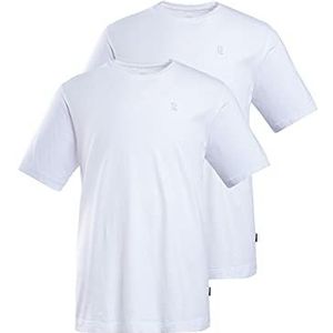 JP 1880 Menswear 702637 Set van 2 basic T-shirts van hoogwaardig puur jersey met ronde hals, comfortabele pasvorm 702637, Sneeuwwitje