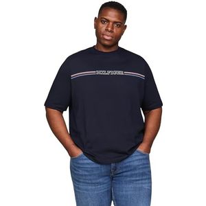 Tommy Hilfiger T-shirt à manches courtes pour homme à rayures et col rond, Bleu (Desert Sky), 4XL