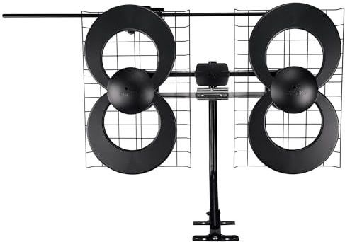 Antennas Direct ClearStream C4-V-CJM TV-antenne, 4 V, 70 km bereik, UHF/Vhf, multidirectioneel, binnen, zolder, outdoor, mast met draaibare basis/hardware/verstelbare klem/afdichtpads, 4K ready, zwart