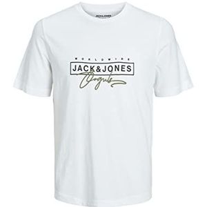 JACK & JONES PLUS T-shirt Jorsplash Branding Tee SS Crew NEC Pls pour homme, Blanc éclatant., 5XL