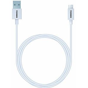 Duracell USB5031W USB A USB C kabel wit 1m, 3.0 (3.1 Gen 1), USB A, USB C, stekker/stekker, wit