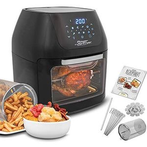 Mediashop M16438 Air Fryer Multi-Function heteluchtfriteuse voor olievrij frituren 6-in-1 ook als automatische dehydrator voor grillen enz. Tot 0,8 minder vet, zwart