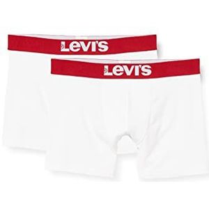Levi's Solid Basic Boxershorts voor heren, 2 stuks, Wit