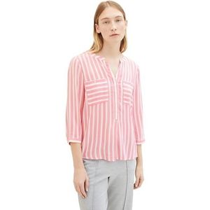 TOM TAILOR Dames 1016190 gestreepte blouse, 35245 - Roze en gebroken wit gestreept