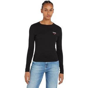 Tommy Jeans Haut à manches longues sans capuche pour femme Coupe ajustée, Black, L