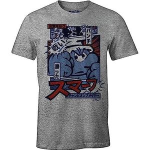 Les Schtroumpfs Heren T-shirt, grijs gemêleerd, 3XL, Grijs Melange