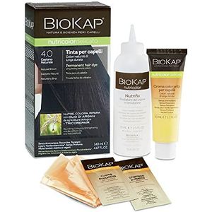 BIOKAP Nutricolor Delicato, haarkleur zonder ammoniak, maakt het haar zacht en glanzend, haarkleuring met natuurlijke kleuren, 140 ml (4,0 natuurlijk kastanjebruin)