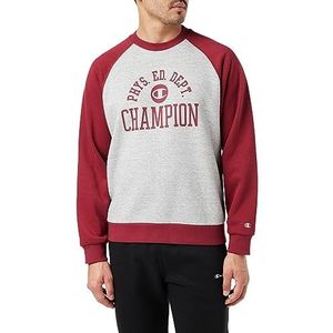 Champion Legacy Champion Athletics Crewneck Polyfleece sweatshirt voor heren, Grigio Melange/Rosso Tbr