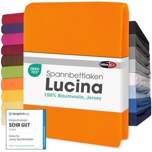 CelinaTex Lucina Hoeslaken, katoen, 180 x 200 - 200 x 200 cm, oranje