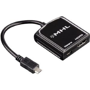 Hama MHL-adapter (Mobile High Definition Link, mobiele telefoon/smartphone op tv/projector met HDMI-ingang, Full HD-kwaliteit) zwart