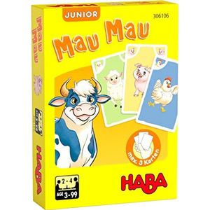 Mau Mau Junior (kinderspel): 30 derde kaarten, 4 koppelkaarten, 1 bloemenkaart, 1 spelhandleiding
