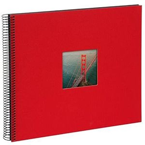 Goldbuch Bella Vista 25984 fotoalbum met spiraaluitsparing 35 x 30 cm, fotoalbum met 40 zwarte pagina's, fotoalbum van linnen, fotoboek en foto's om op te plakken, rood