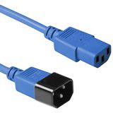 ACT Koudapparaatkabel 1,8 m C13 naar C14 kabel IEC stekker op 3-polige bus AK5110 blauw 1,8 m