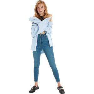 Trendyol High Waist Skinny Jeans dames, blauw, 40, Blauw