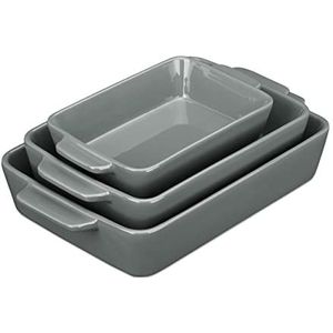 Relaxdays ovenschaal - set van 3 - gratinschaal - tiramisuschaal - rechthoekig - keramiek