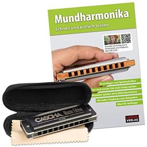 CASCHA Mondharmonica set om te leren, mondharmonica in C-mar diatonica, incl. Duits boek, etui en verzorgingsdoek, ideaal voor beginners en volwassenen