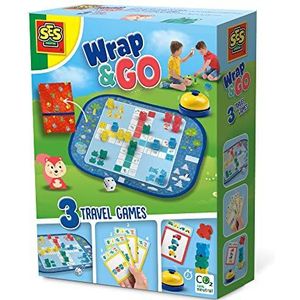 SES Wrap&Go 3-in-1 Reisspellen - Groot speelbord - Houten onderdelen - Leeftijd vanaf 4 jaar