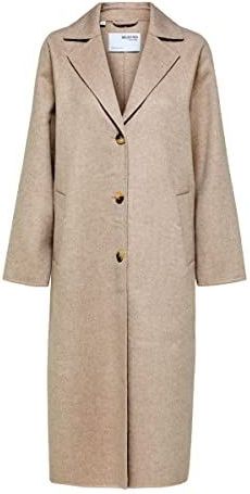 SELECTED FEMME Slfnew Tama dames wollen jas handgemaakt B NOOS, Sandshell/detail: mix