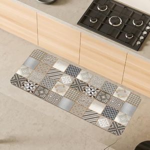 Comart, Tapijt voor keuken en hal, tapijt van bedrukt polyester, waterdicht en antislip, grijs cimentinepatroon, 50 x 130 cm, machinewasbaar, duurzaam, Made in Italy