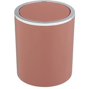 WENKO Cosmetica-emmer inka met klapdeksel, inhoud 2 liter, voor gastentoilet, badkamer, keuken, kleine afvalemmer van BPA-vrij kunststof, Ø 14 x 16,8 cm, oudroze