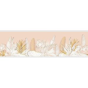 AG Design - AWB 8290 - Zelfklevende rand - Gouden bloemen - Voor keuken, woonkamer - Meerkleurig - 500 x 13,8 cm